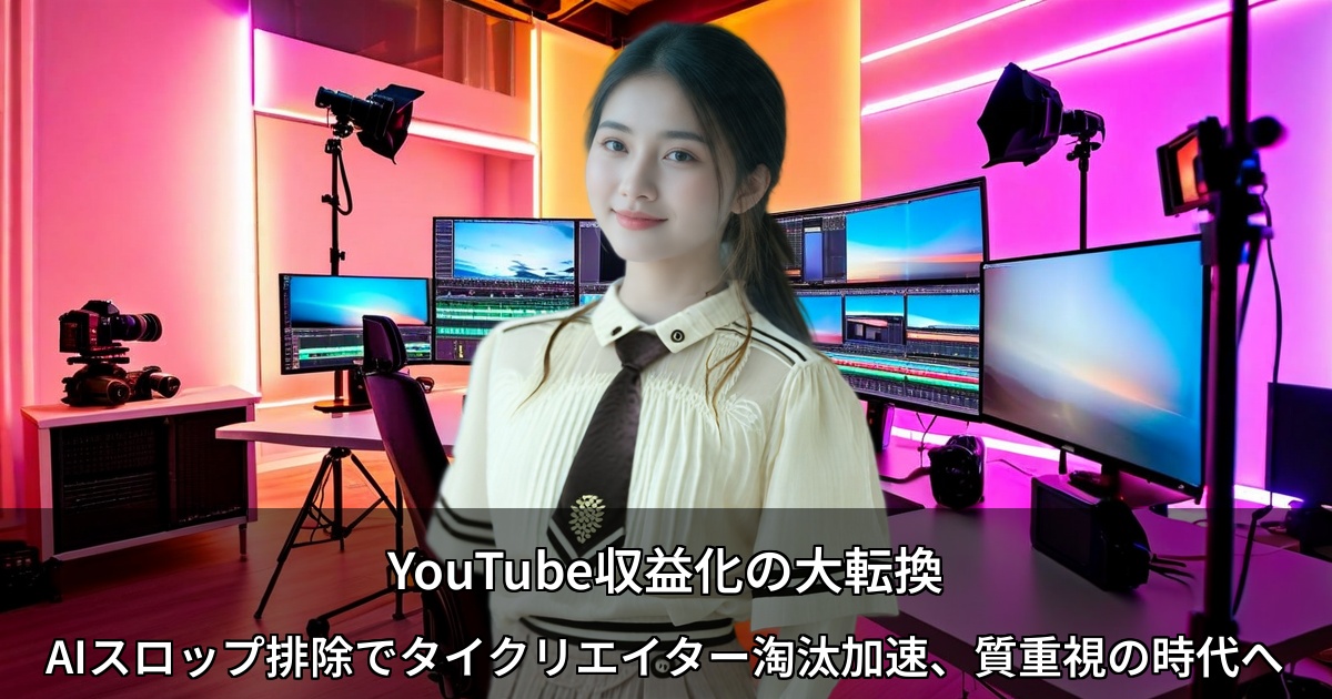 YouTube収益化の大転換 ～AIスロップ排除でタイクリエイター淘汰加速、質重視の時代へ～