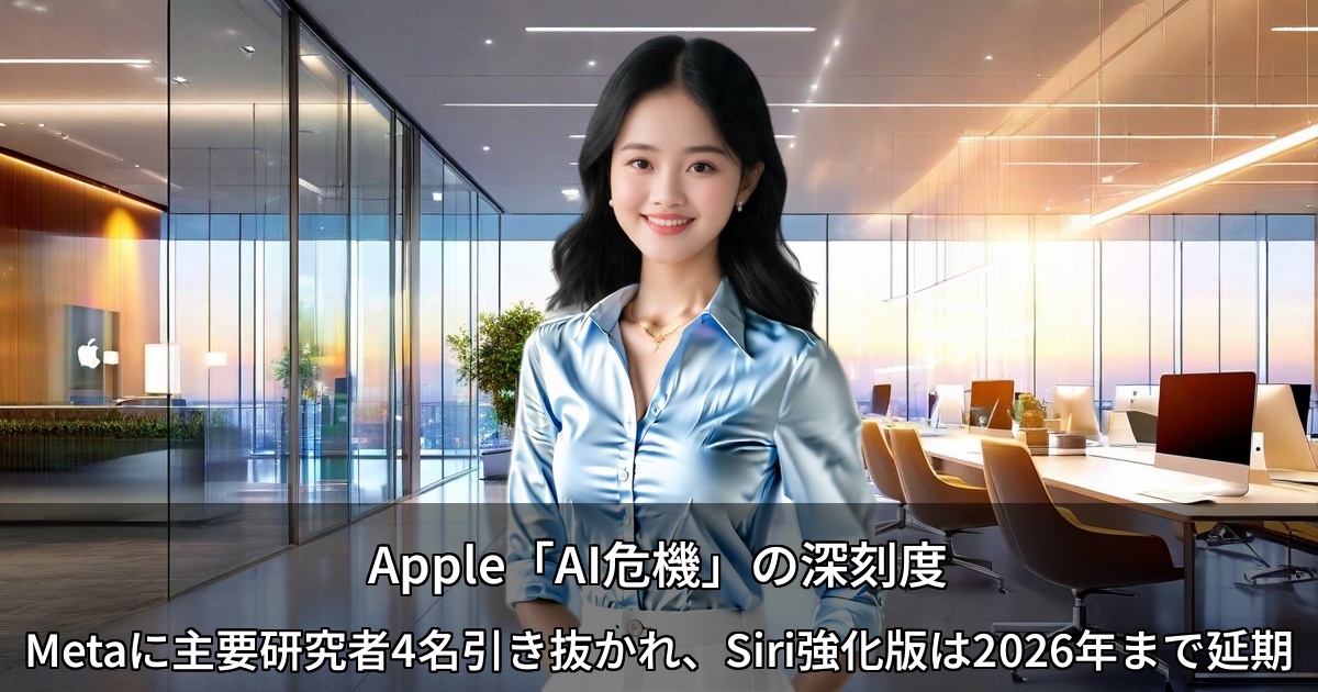 Apple「AI危機」の深刻度 ～Metaに主要研究者4名引き抜かれ、Siri強化版は2026年まで延期～