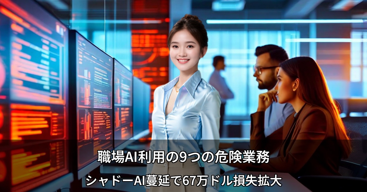 職場AI利用の9つの危険業務～シャドーAI蔓延で67万ドル損失拡大、対策急務～