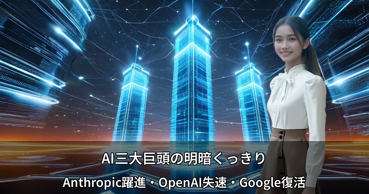 AI三大巨頭の明暗くっきり ～Anthropic躍進・OpenAI失速・Google復活、エンタープライズ市場の勢力図激変～
