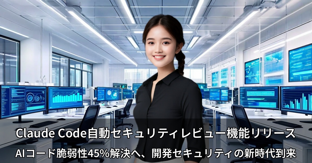 Claude Code自動セキュリティレビュー機能リリース ～AIコード脆弱性45%解決へ、開発セキュリティの新時代到来～