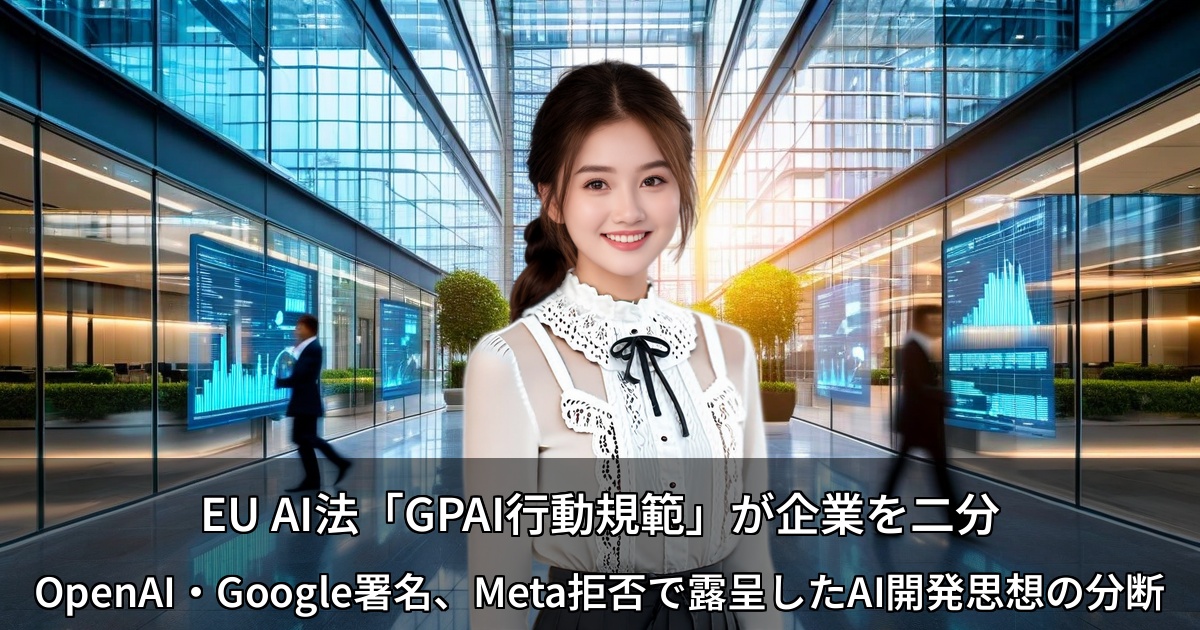 EU AI法「GPAI行動規範」が企業を二分 ～OpenAI・Google署名、Meta拒否で露呈したAI開発思想の分断～