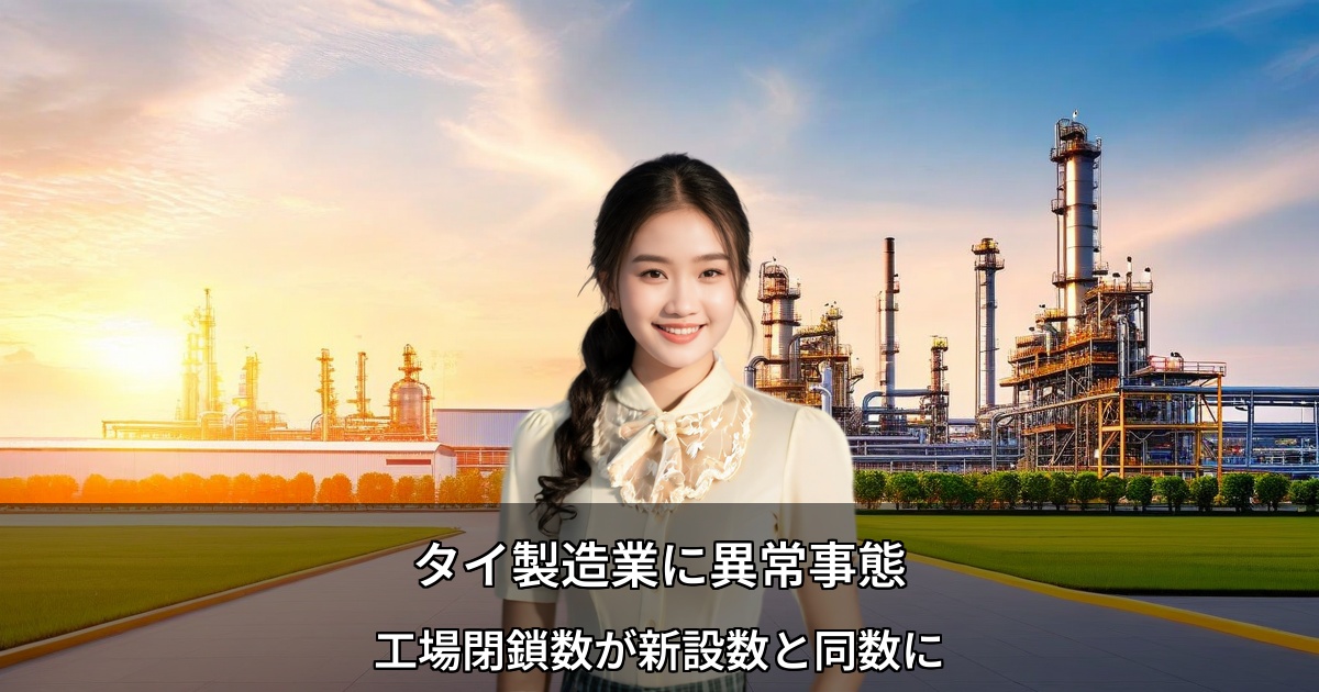 タイ製造業に異常事態～工場閉鎖数が新設数と同数に、自動車・化学・鉄鋼で工場閉鎖増加が深刻化