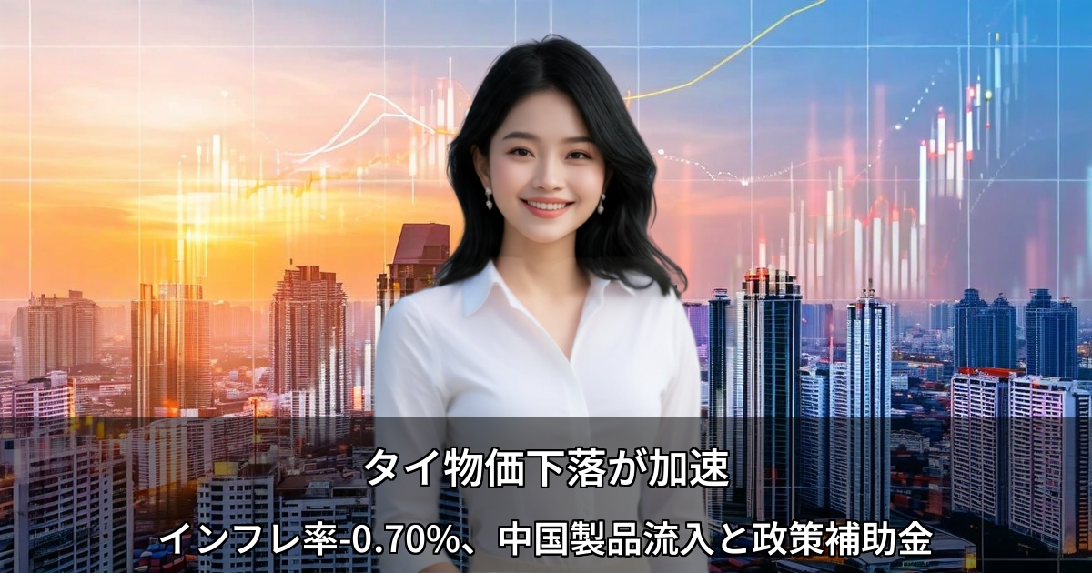 タイ物価下落が加速 ～インフレ率-0.70%、中国製品流入と政策補助金が引き起こすマイナス圏長期化～