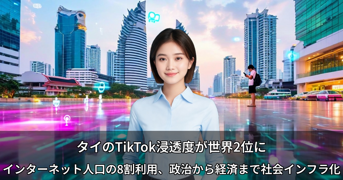 タイのTikTok浸透度が世界2位に ～インターネット人口の8割利用、政治から経済まで社会インフラ化する影響力～