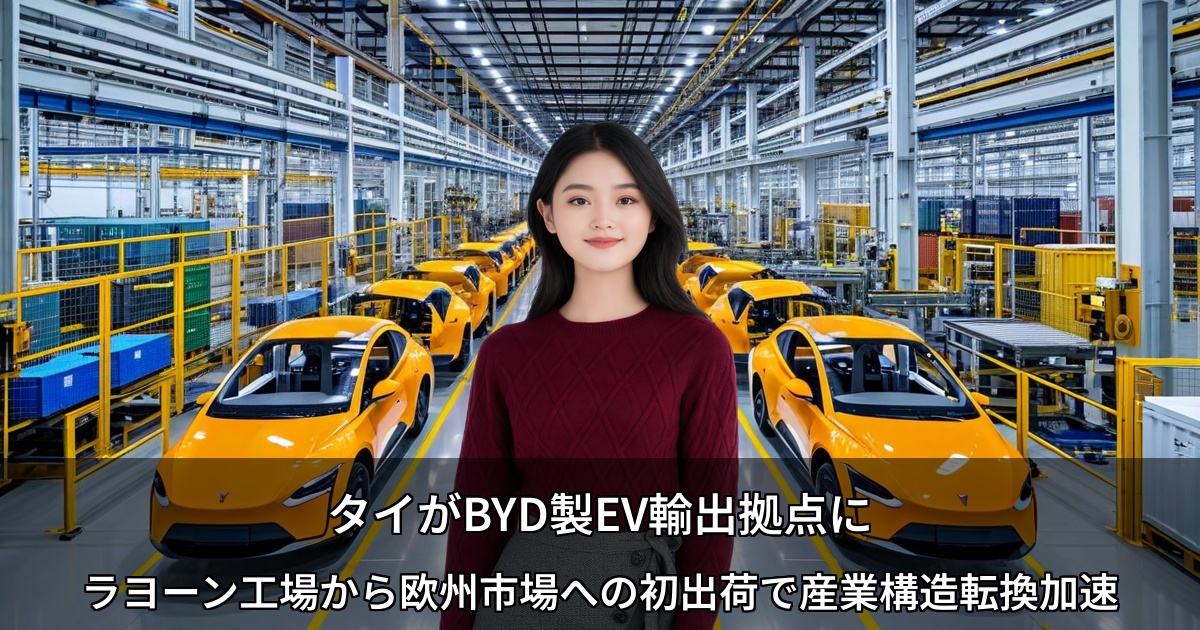 タイがBYD製EV輸出拠点に ～ラヨーン工場から欧州市場への初出荷で産業構造転換加速～