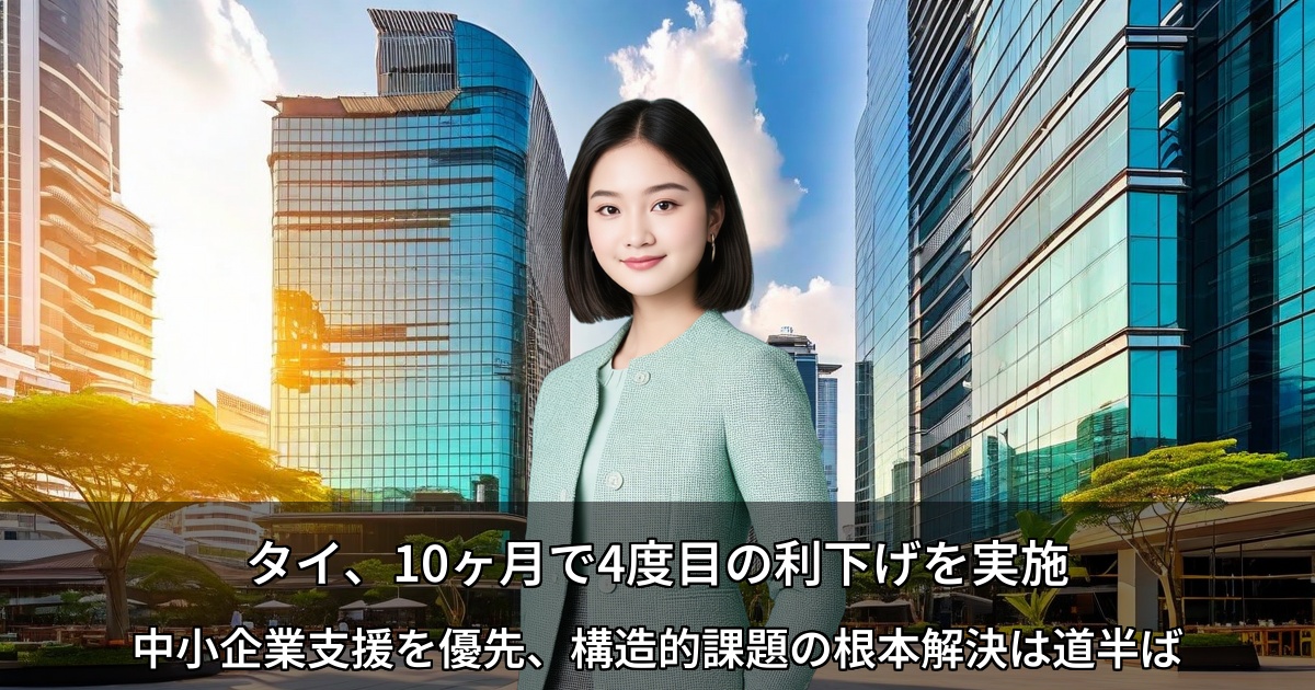 タイ、10ヶ月で4度目の利下げを実施 ～中小企業支援を優先、構造的課題の根本解決は道半ば～