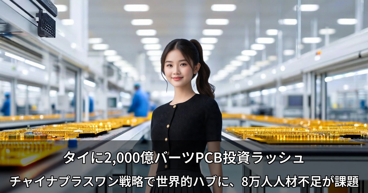 タイに2,000億バーツPCB投資ラッシュ ～チャイナプラスワン戦略で世界的ハブに、8万人人材不足が課題～