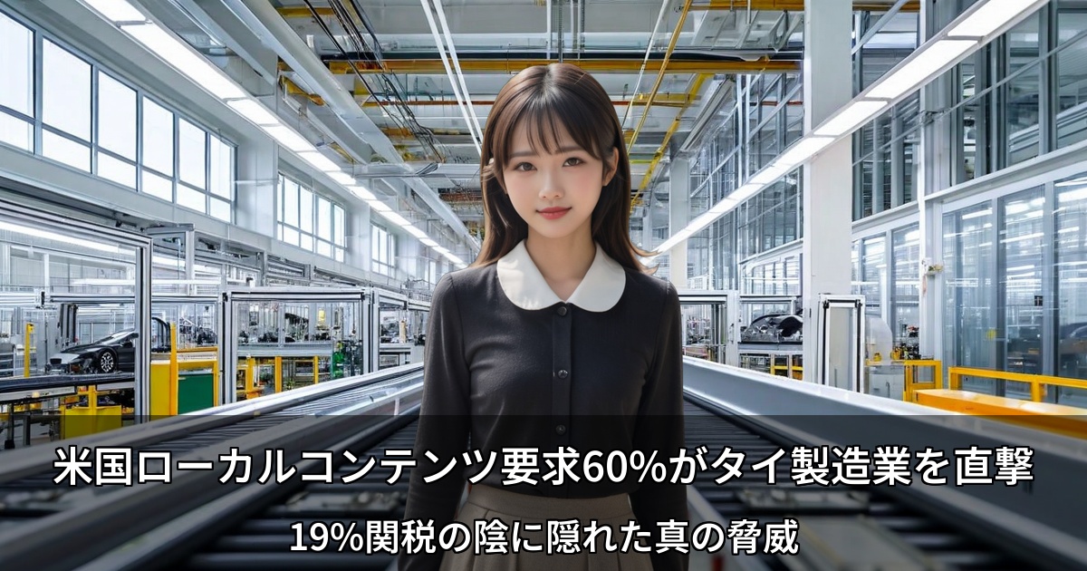 米国ローカルコンテンツ要求60%がタイ製造業を直撃 ～19%関税の陰に隠れた真の脅威