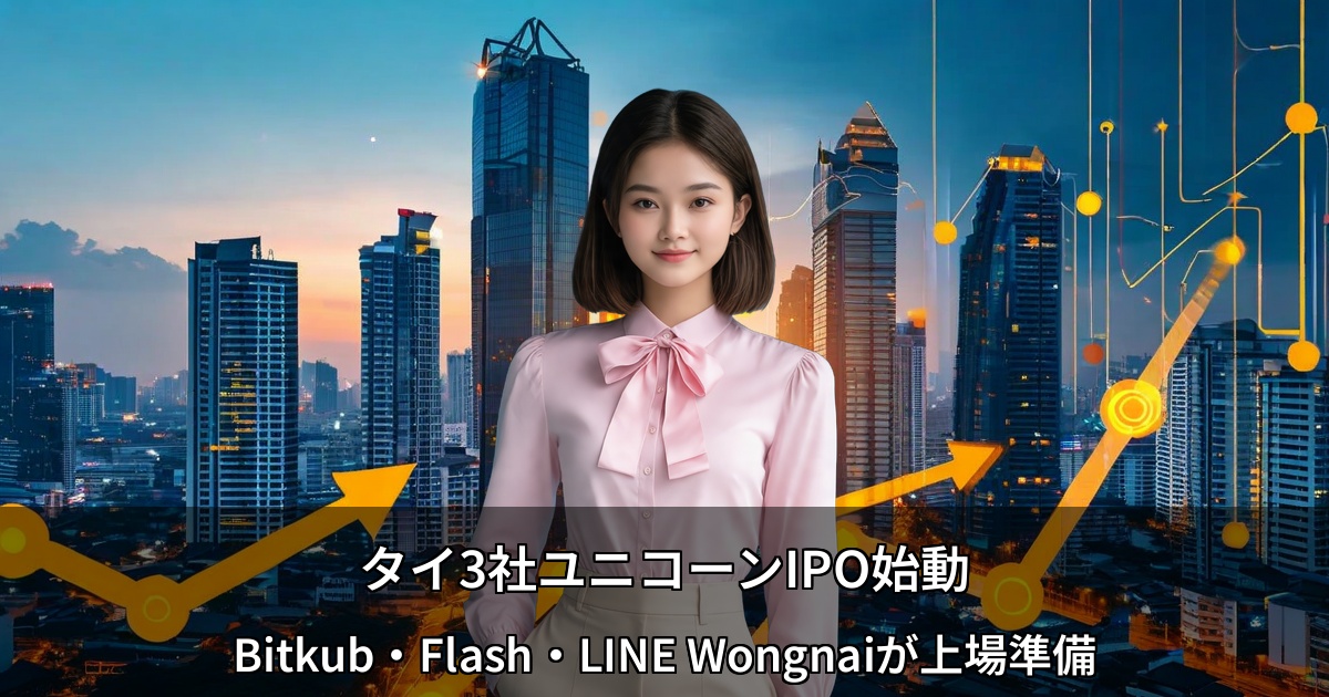 タイ3社ユニコーンIPO始動～Bitkub・Flash・LINE Wongnaiが上場準備