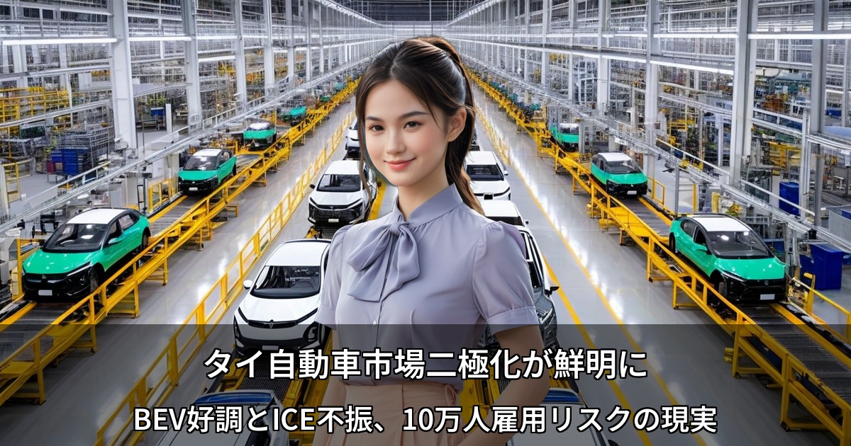 タイ自動車市場二極化が鮮明に～BEV好調とICE不振、10万人雇用リスクの現実
