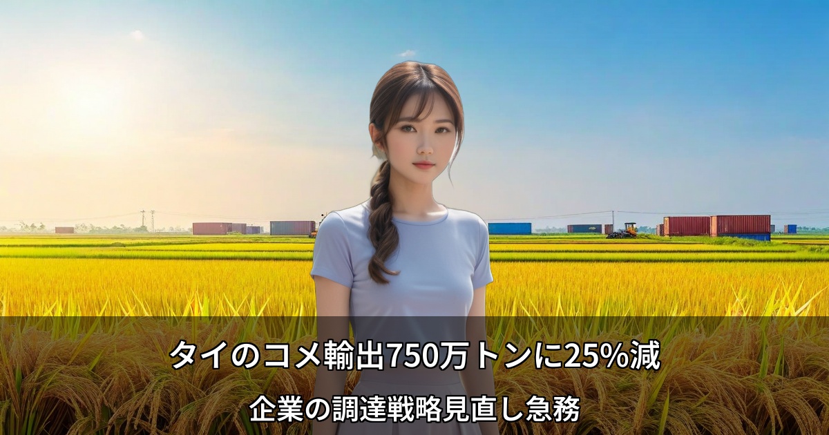 タイのコメ輸出750万トンに25%減