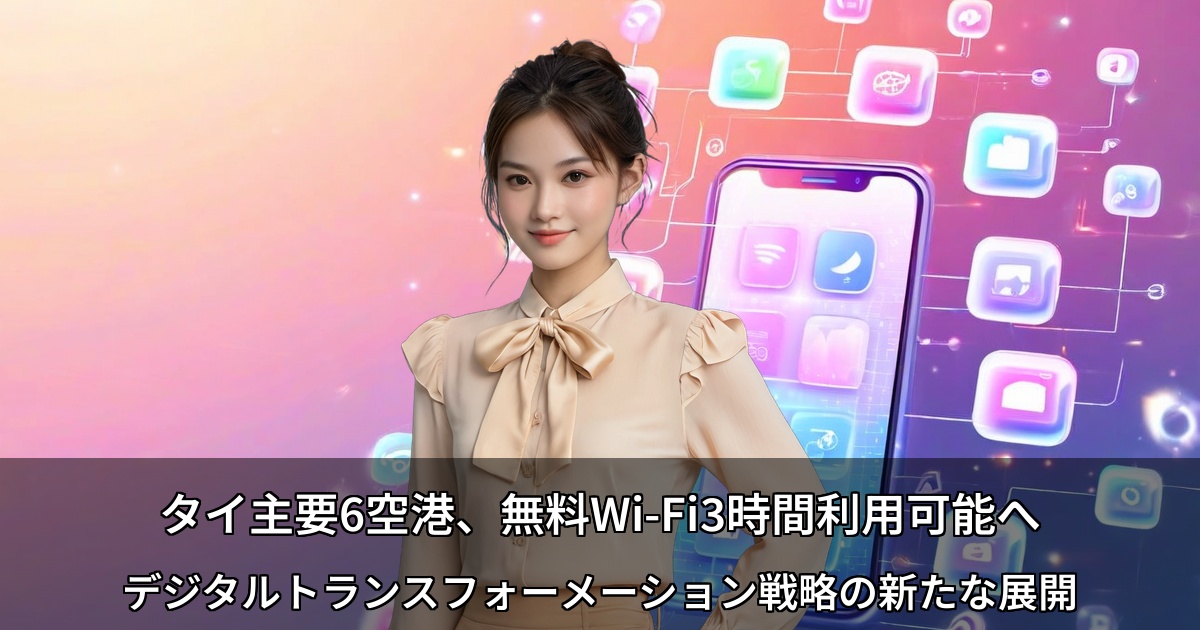 タイ主要6空港、無料Wi-Fi3時間利用可能へ～デジタルトランスフォーメーション戦略の新たな展開