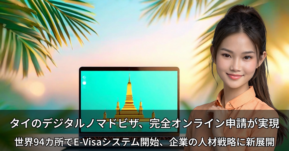 タイのデジタルノマドビザ、完全オンライン申請が実現 ～世界94カ所でE-Visaシステム開始、企業の人材戦略に新展開～