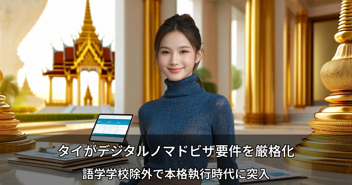 タイがデジタルノマドビザ要件を厳格化～語学学校除外で本格執行時代に突入