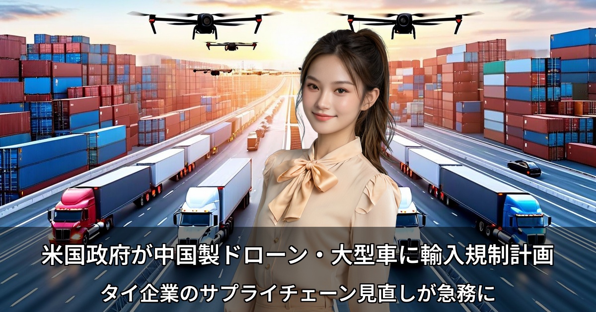 米国政府が中国製ドローン・大型車に輸入規制計画～タイ企業のサプライチェーン見直しが急務に