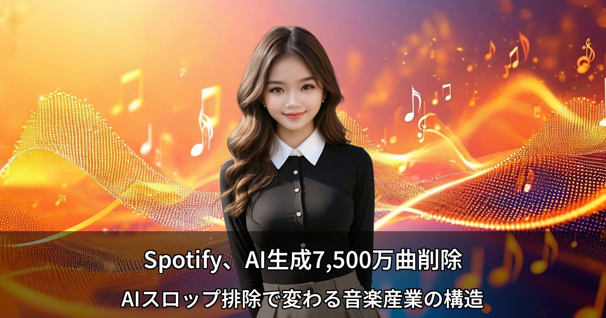 Spotify、AI生成7,500万曲削除 ～AIスロップ排除で変わる音楽産業の構造～