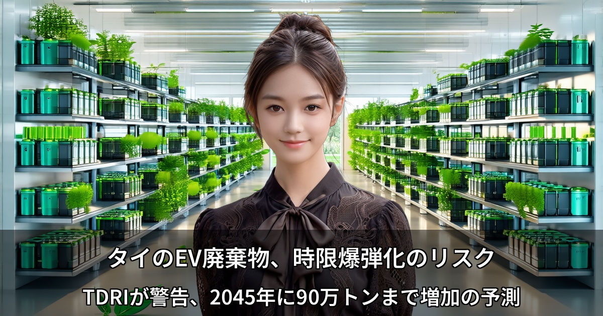 タイのEV廃棄物、時限爆弾化のリスク ～TDRIが警告、2045年に90万トンまで増加の予測～