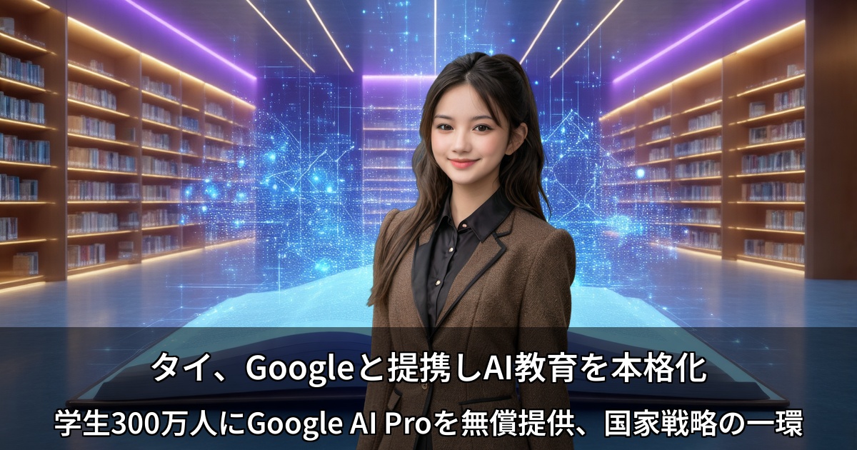 タイ、Googleと提携しAI教育を本格化 ～学生300万人にGoogle AI Proを無償提供、国家戦略の一環～