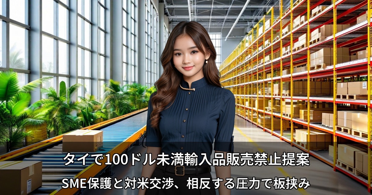 タイで100ドル未満輸入品販売禁止提案 ～SME保護と対米交渉、相反する圧力で板挟み～