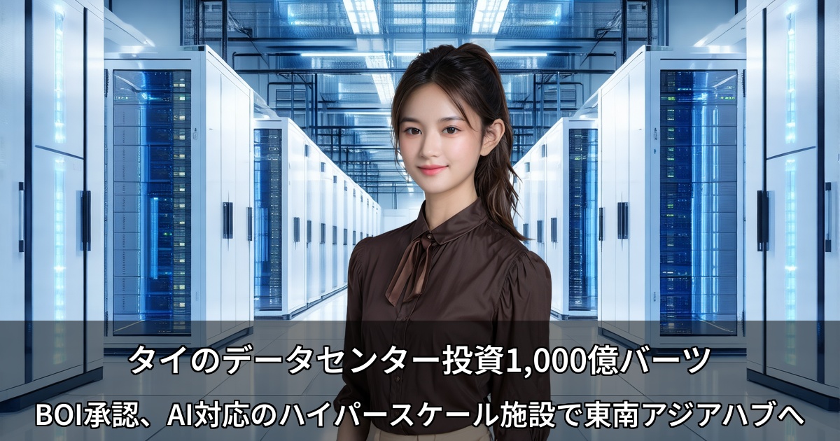 タイのデータセンター投資1,000億バーツ ～BOI承認、AI対応のハイパースケール施設で東南アジアハブへ～