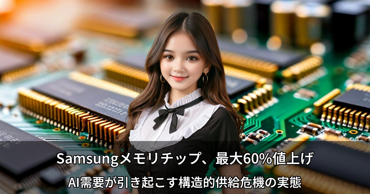 Samsungメモリチップ、最大60%値上げ ～ AI需要が引き起こす構造的供給危機の実態