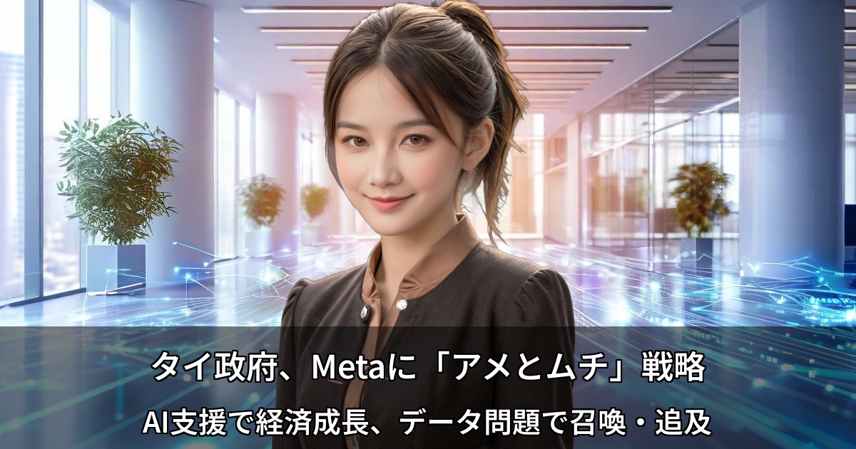 タイ政府、Metaに「アメとムチ」戦略 ～AI支援で経済成長、データ問題で召喚・追及～