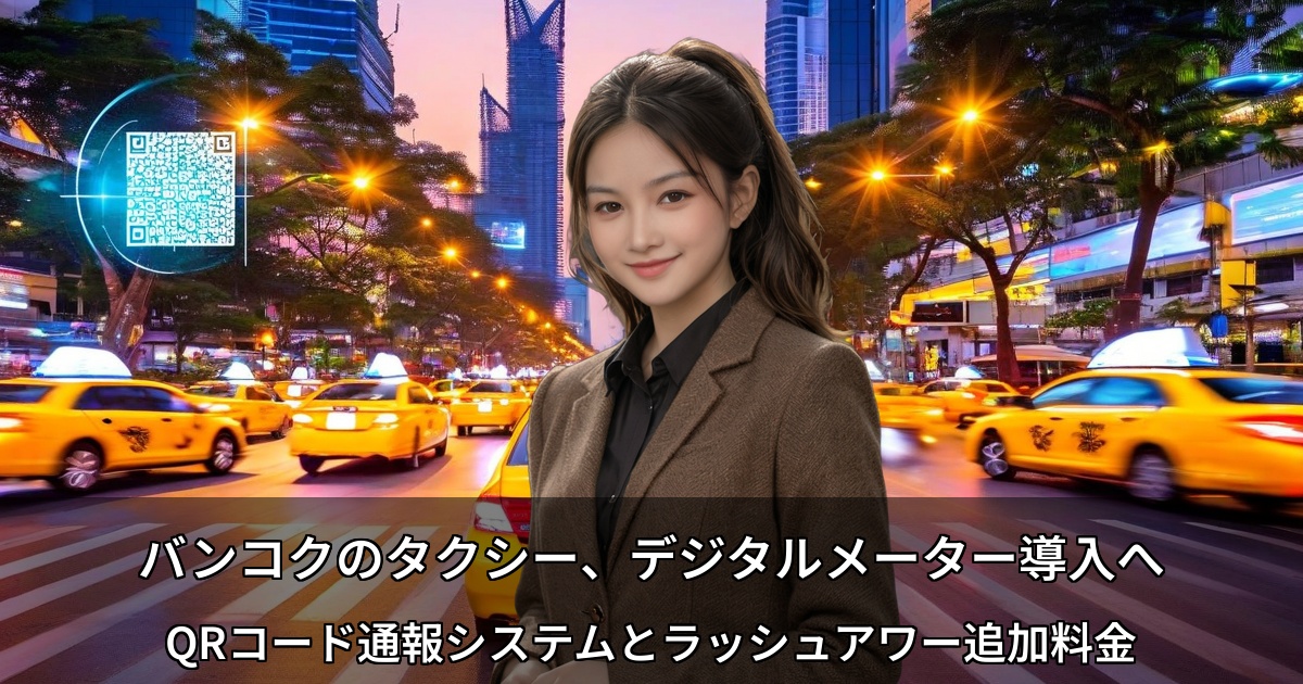 バンコクがデジタルタクシーメーター導入 ～QRコードで乗車拒否を即時通報、ラッシュアワー追加料金も～