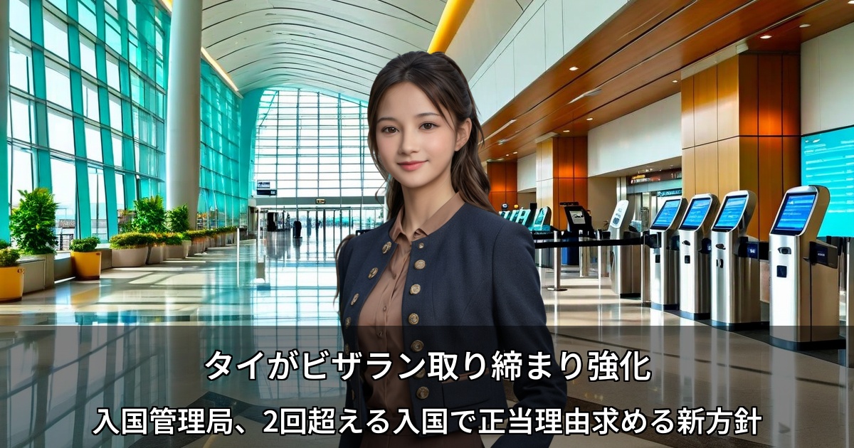 タイがビザラン取り締まり強化 ～入国管理局、2回超える入国で正当理由求める新方針～
