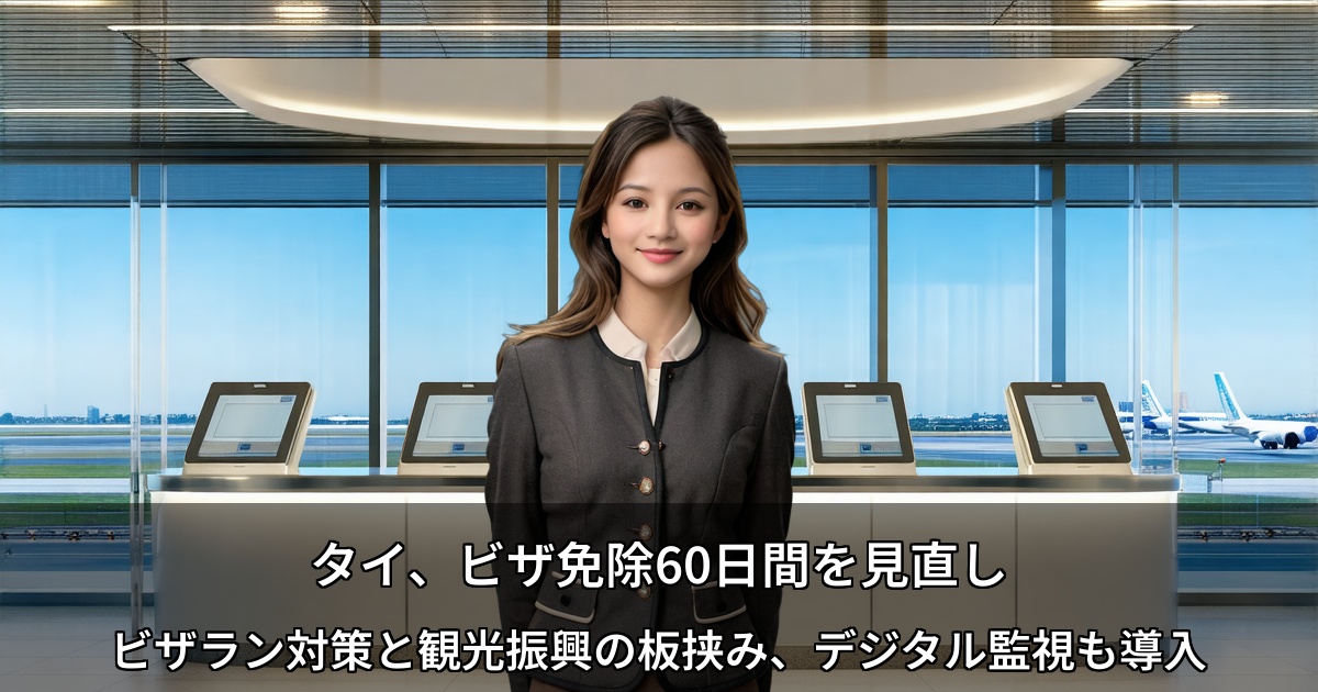 タイ、ビザ免除60日間を見直し ～ビザラン対策と観光振興の板挟み、デジタル監視も導入～