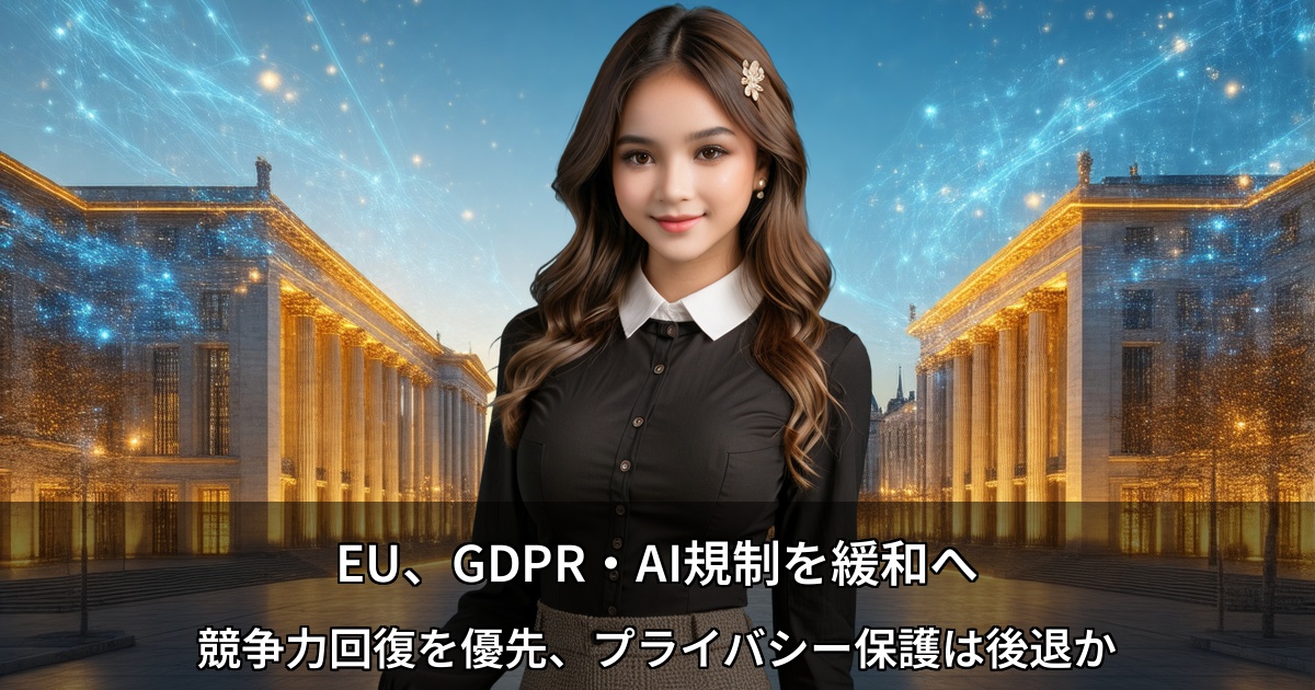 EU、GDPR・AI規制を緩和へ ～競争力回復を優先、プライバシー保護は後退か～
