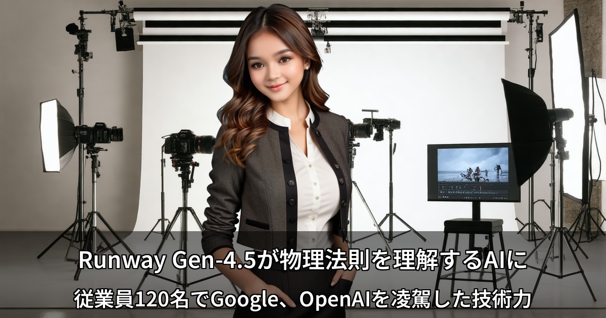 Runway Gen-4.5が物理法則を理解するAIに ～従業員120名でGoogle、OpenAIを凌駕した技術力～