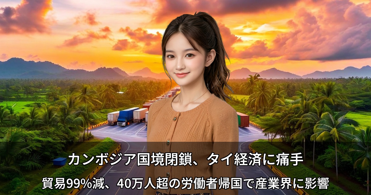 カンボジア国境閉鎖、タイ経済に痛手 ～貿易99%減、40万人超の労働者帰国で産業界に影響～